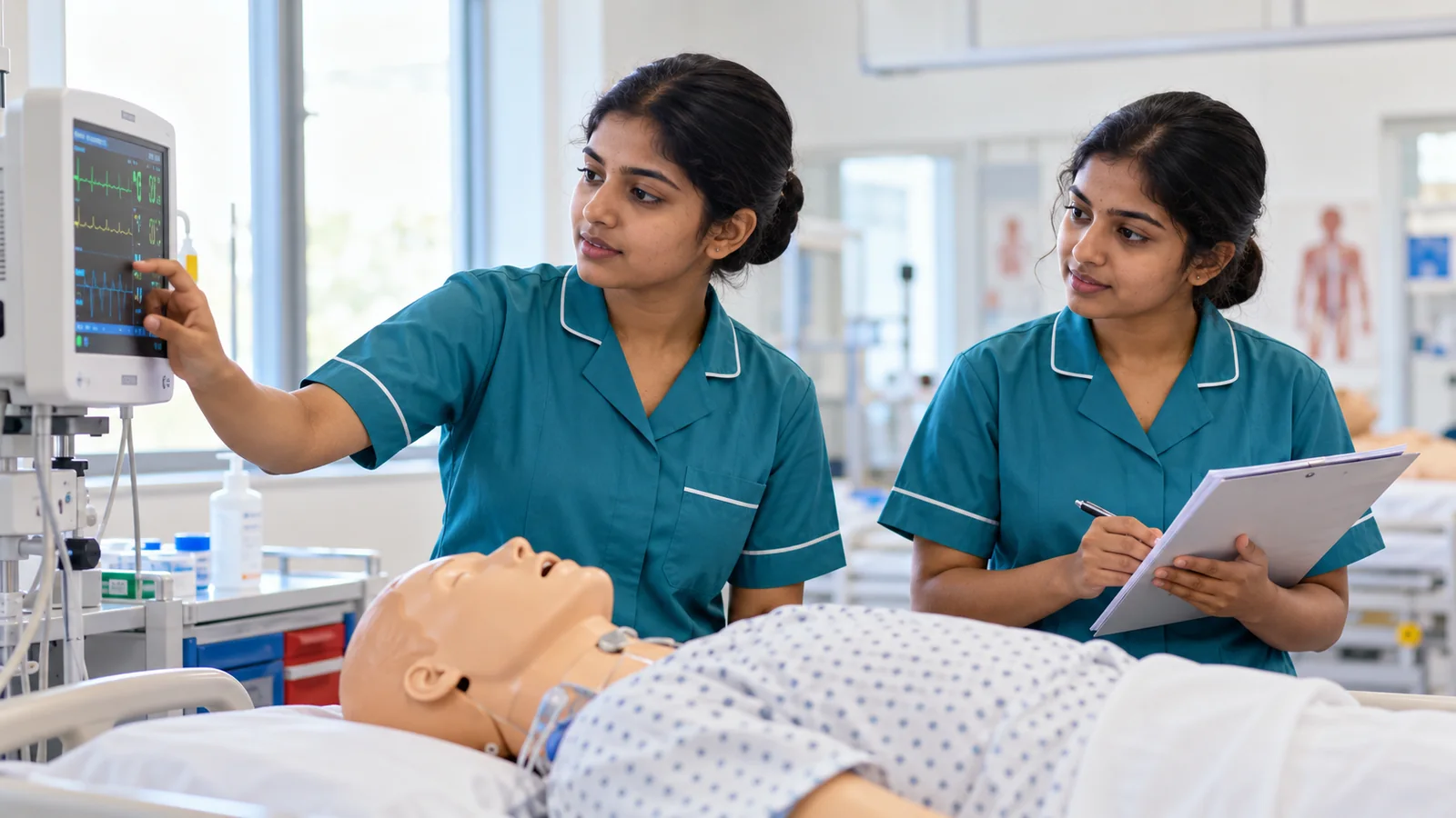 Illustrative image of a nursing student in clinical training